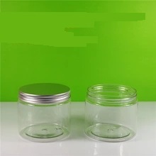 Empty Plastic PET Cosmetic Jars Pot Refillable Makeup Cream Facial Mask Container With Silver Aluminum Lid, 