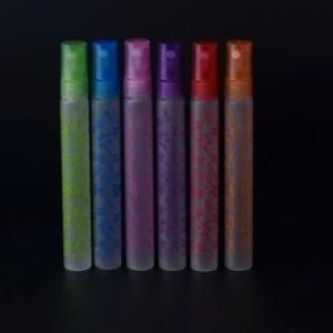 10 ml Wholesale Refillable Portable Mini Frosted Glass Perfume Bottle &Colorful Plastic Spray