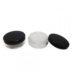 Cosmetic black cap makeup plastic rotation sifter loose powder container with black lid