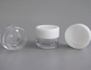 Popular 5g makeup sample plastic round white eyeshadow container