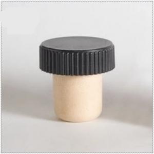 T-top cork Synthetic Cork Closure with Ribbed Black Plastic Cap
